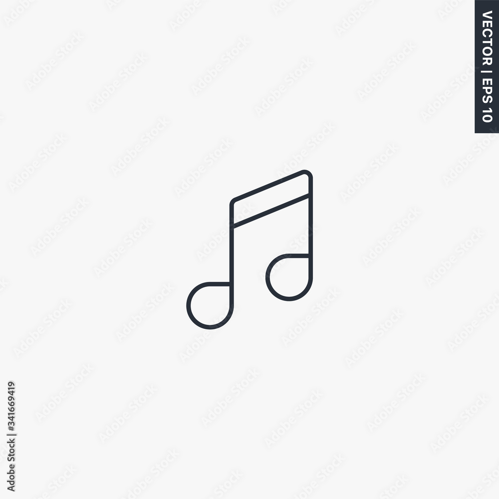 Poster music note, linear style sign for mobile concept and web design