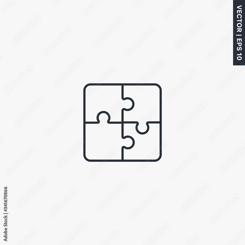 Poster puzzle, linear style sign for mobile concept and web design