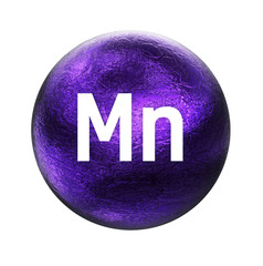 Manganese symbol. Mineral essential for human health.  3D rendering. Mineral icon. 