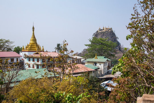 Panoramic view of famous Mount Popa, Myanmar