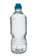 A Plastic water bottle with clipping path isolated on a white background.