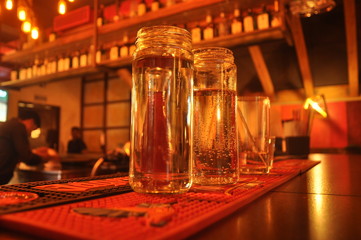 glass of wine in restaurant