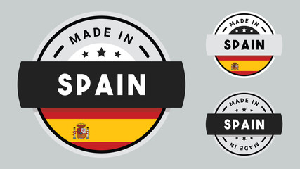 Made in Spain collection for label, stickers, badge or icon with Spain flag symbol. 