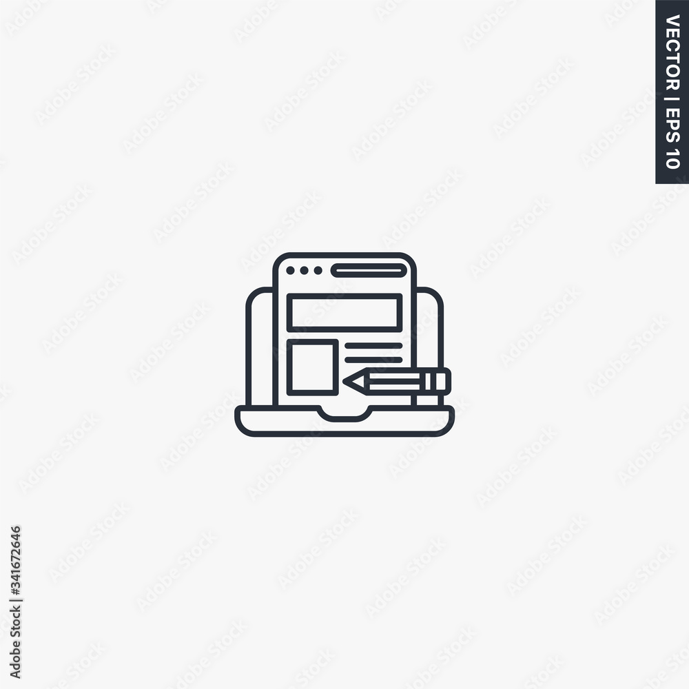 Poster web design, linear style sign for mobile concept and web design