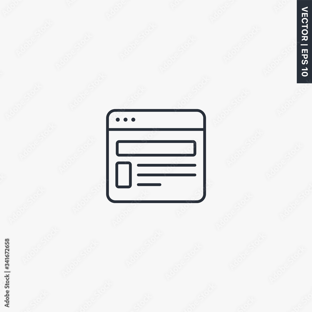 Poster web page, linear style sign for mobile concept and web design