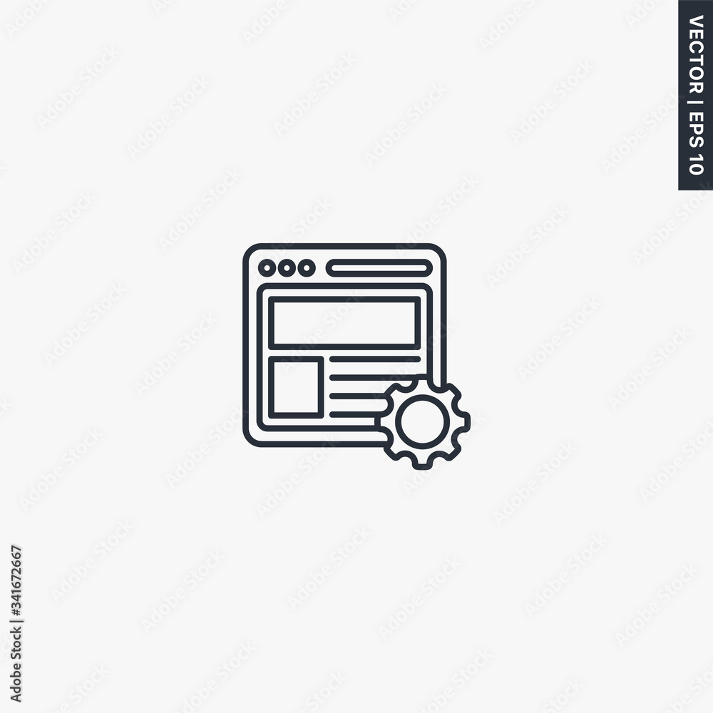 Poster web setting, linear style sign for mobile concept and web design
