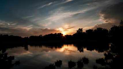 sunset over the lake