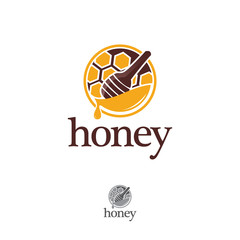 Organic honey linear logo, label, tags design elements. Concept for honey package, banner, wrapping. Abstract food background.