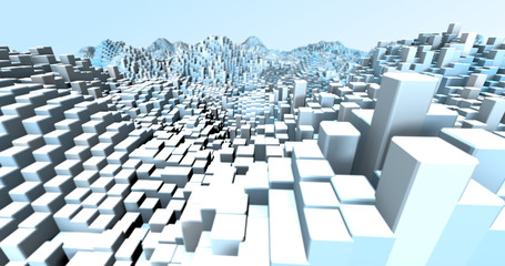 Fototapeta premium Abstract grid shape landscape background. 3D rendering