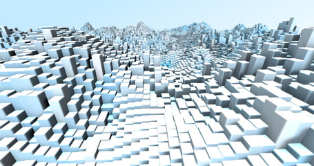 Obraz premium Abstract grid shape landscape background. 3D rendering
