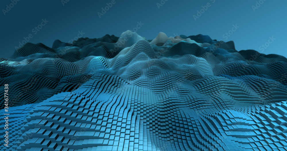 Wall mural abstract grid shape landscape background. 3d rendering