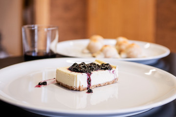 Portion of cheesecake