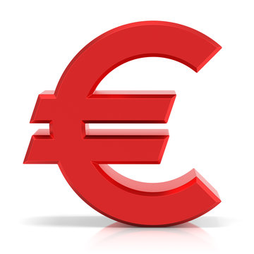 Red euro sign, symbol