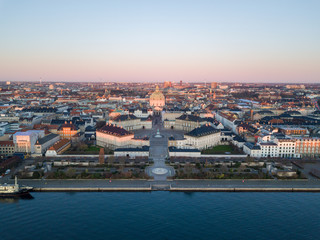 Amalienborg Palace and Marble Church in Copenhagen, Denmark