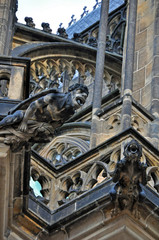 Stucco monsters on the walls of St. Vitus Cathedral in Prague