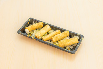 Plate of vegetable rolls