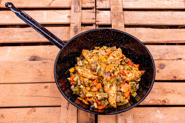 roasted vegetable skillet with chicken breast