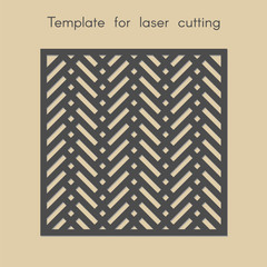 Template for laser cutting. Stencil for panels of wood, metal. Abstract square geometric  background for cut. Decorative card.