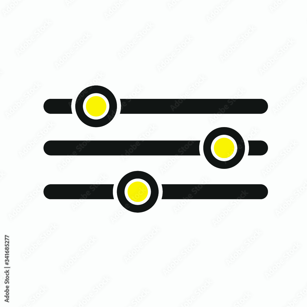 Poster equalizer sound music icon. editable line vector. linear symbol control panel volume level. adjustme