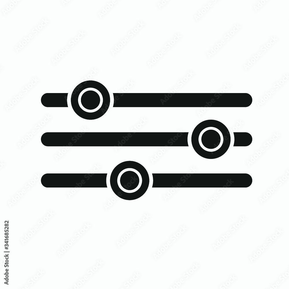 Poster equalizer sound music icon. editable line vector. linear symbol control panel volume level. adjustme