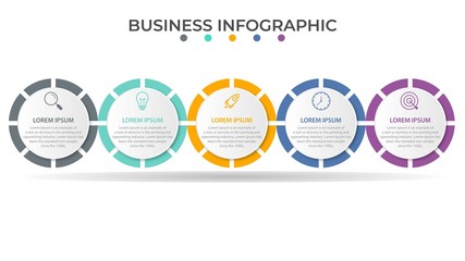 Presentation business infographic template with 5 options. Vector illustration.
