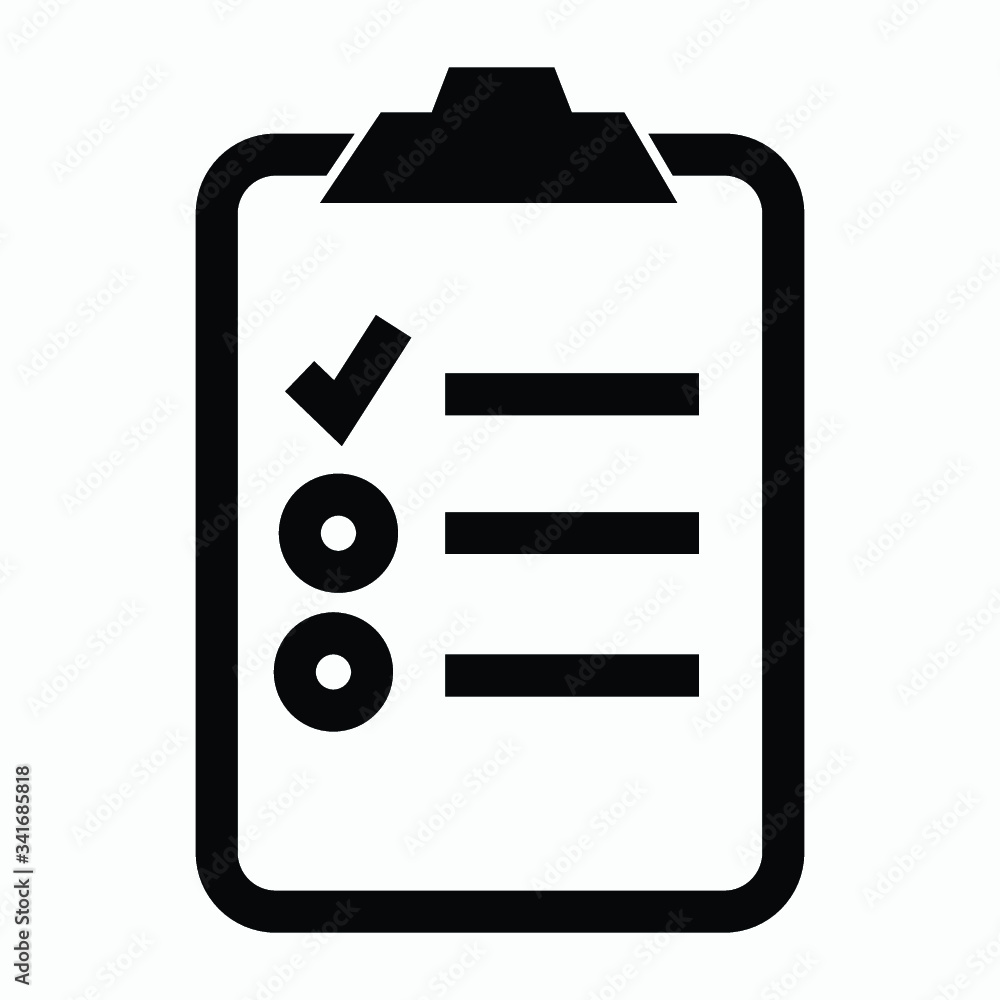 Poster checklist icon. one of set web icons. icon clipboard checklist or document with checkmark with text 