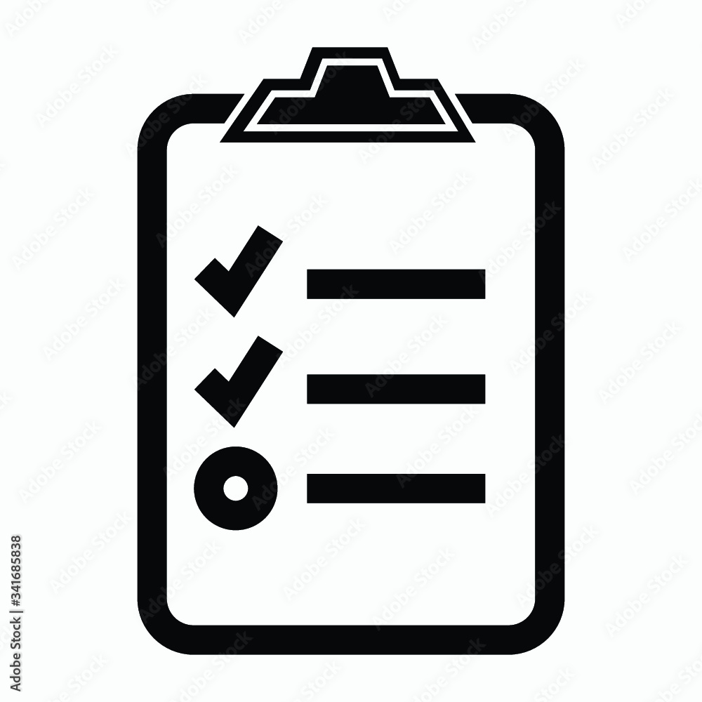 Poster checklist icon. one of set web icons. icon clipboard checklist or document with checkmark with text 