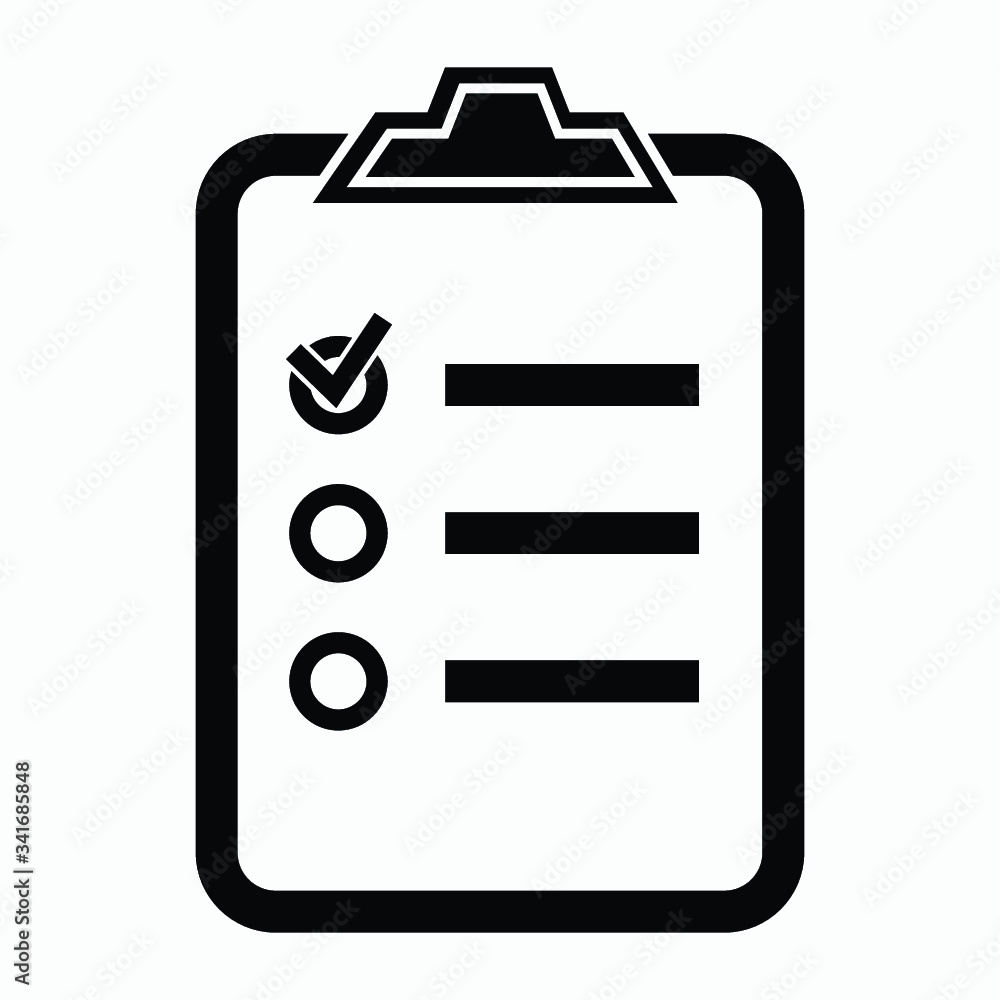 Poster checklist icon. one of set web icons. icon clipboard checklist or document with checkmark with text 