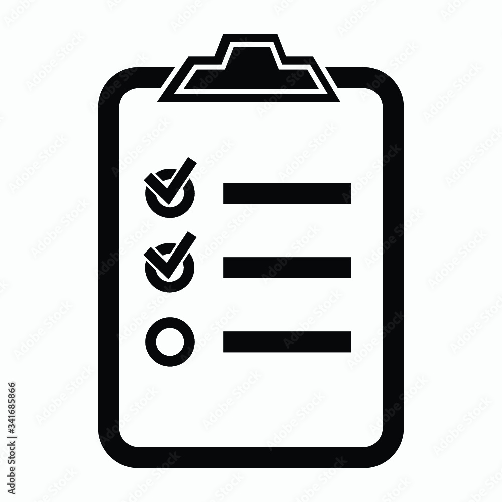 Poster checklist icon. one of set web icons. icon clipboard checklist or document with checkmark with text 