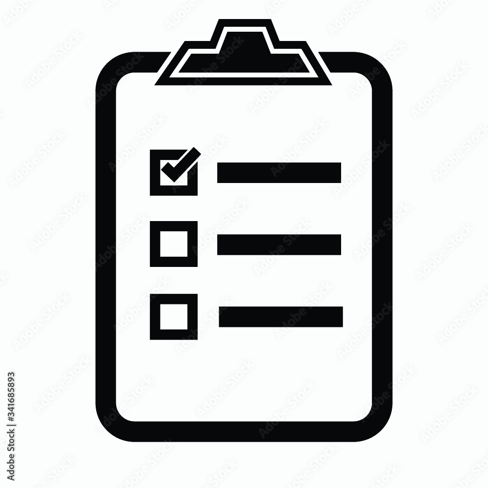 Poster checklist icon. one of set web icons. icon clipboard checklist or document with checkmark with text 