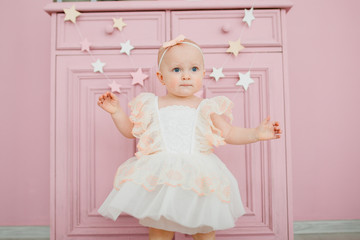 little girl in white dress