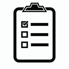 Checklist icon. One of set web icons. Icon clipboard checklist or document with checkmark with text in flat style..

D