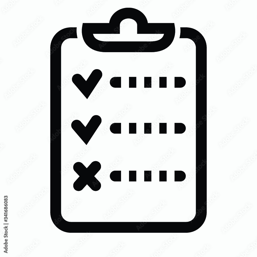 Poster checklist icon. one of set web icons. icon clipboard checklist or document with checkmark with text 