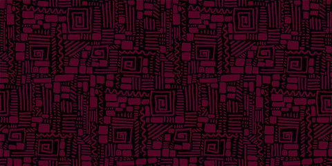 Seamless doodle geometric brick and line pattern.