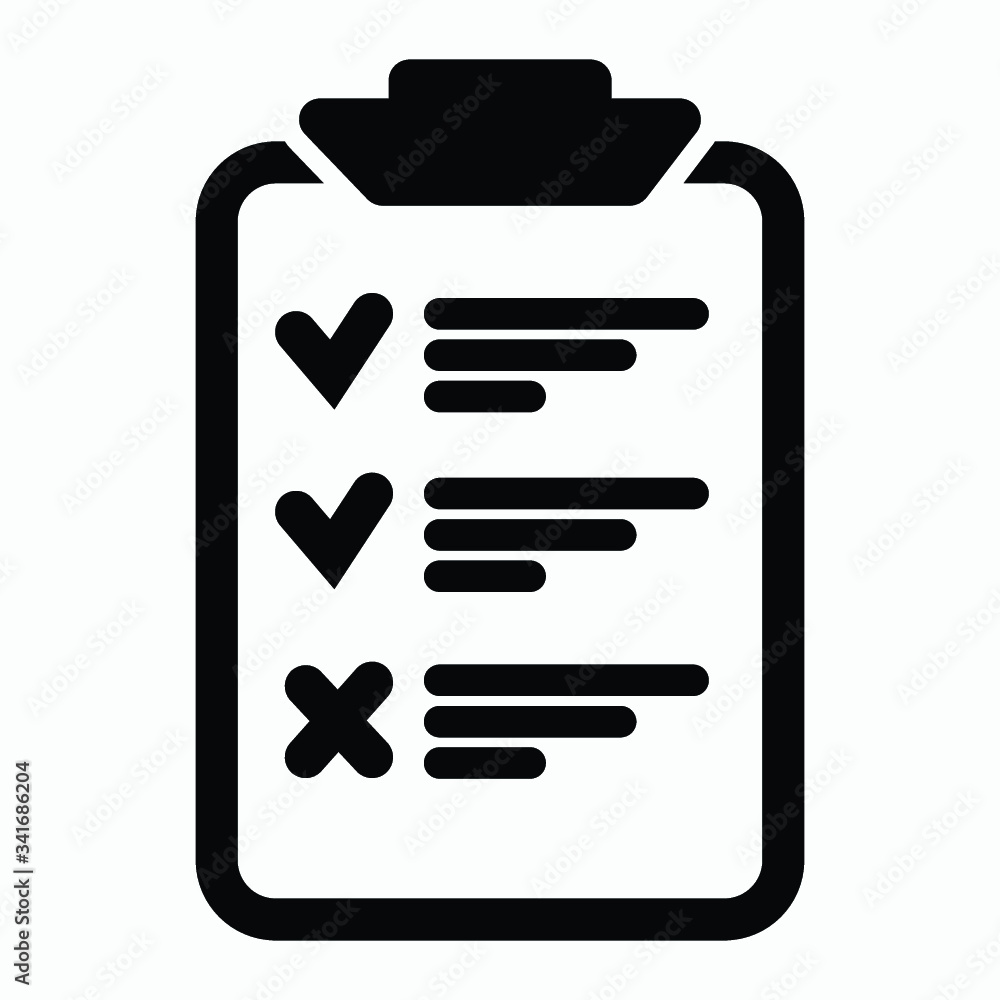 Poster checklist icon. one of set web icons. icon clipboard checklist or document with checkmark with text 