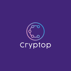 Crypto Logo Design Vector. Modern Digital Money Symbol and app Technology emblem icon for company.