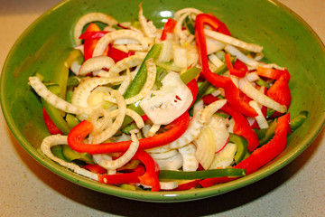 salad of radish, peppers, fennel and beans
