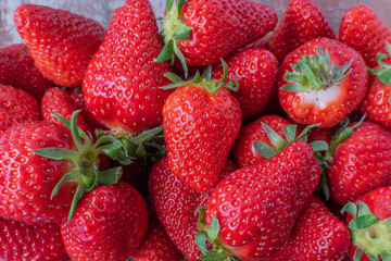 Background of fresh ripe strawberries macro