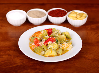 very beautiful pumpkin galve with fragrant Turkish spices on white plate