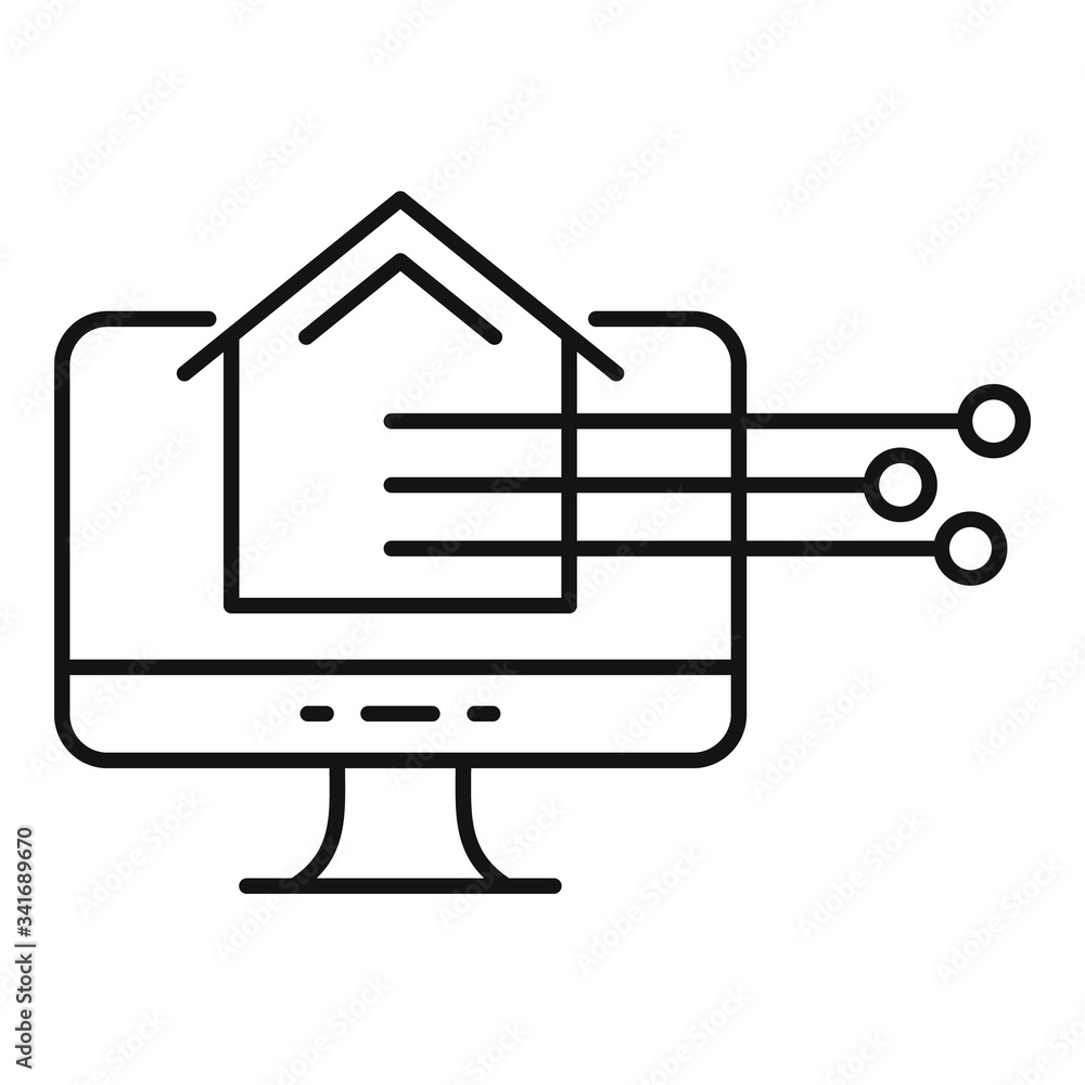 Poster smart house control icon. outline smart house control vector icon for web design isolated on white b