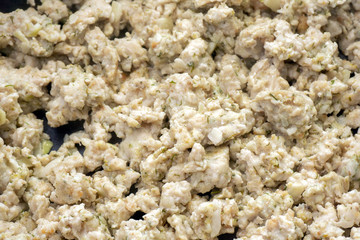 cooking diet minced Turkey and chicken background. texture