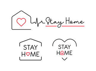 Set of stay home logo designs.