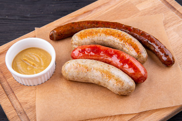 Sausage, sardels and flasks, served to beer with mustard