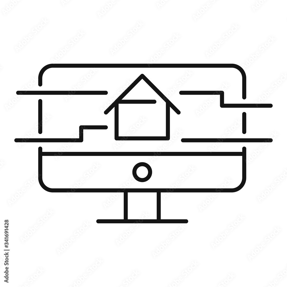 Poster smart house monitor icon. outline smart house monitor vector icon for web design isolated on white b