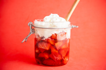 glass of strawberry with cream