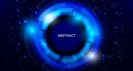 Abstract Hi-tech communication background with HUD elements circle digital futuristic blue color gradient innovation of technology concepts. vector illustration.