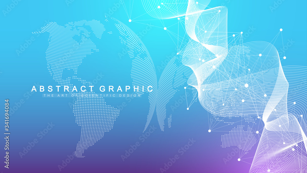 Poster geometric abstract background with connected line and dots. network and connection background for yo