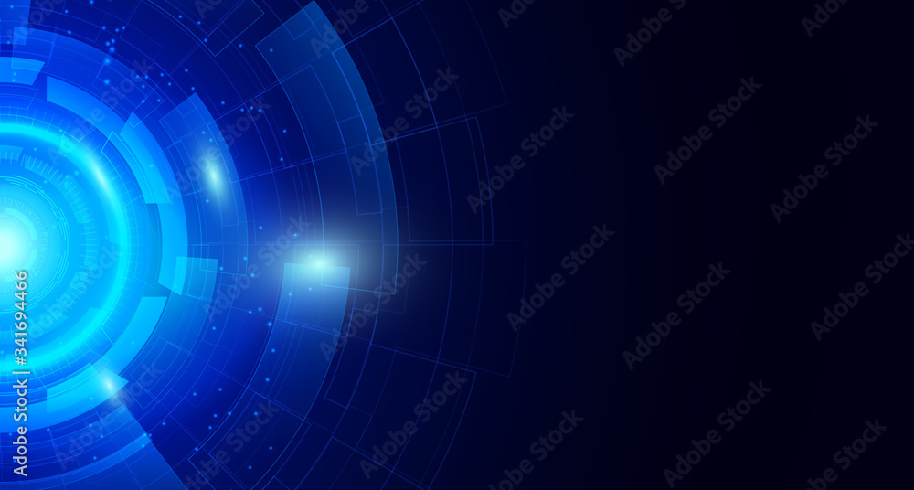 Poster abstract hi-tech communication background with hud elements circle digital futuristic blue color gra