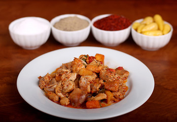 perfect turkish food chicken saute on spicy plate