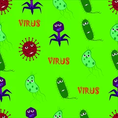Fotobehang seamlesses virus pattern of various kinds of viruses © Andi ropidiansyah